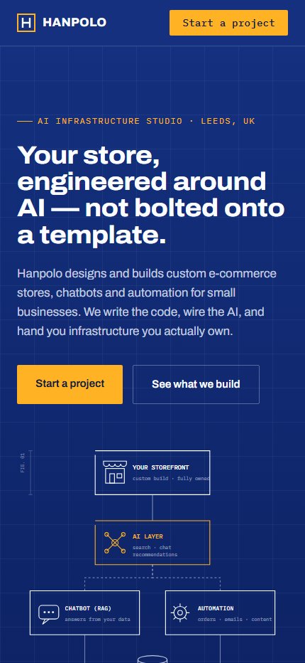 Hanpolo homepage on mobile