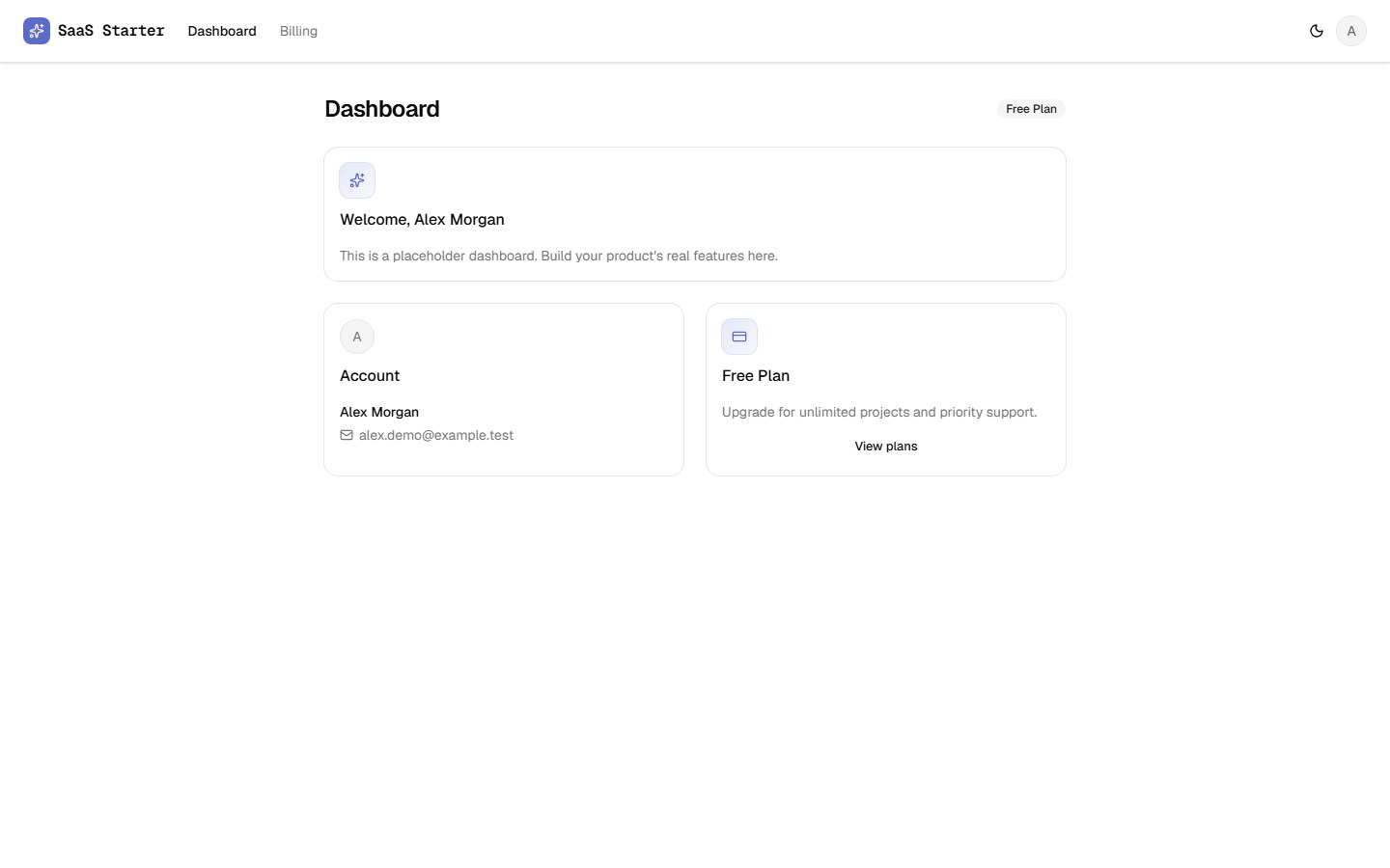 Dashboard in light mode