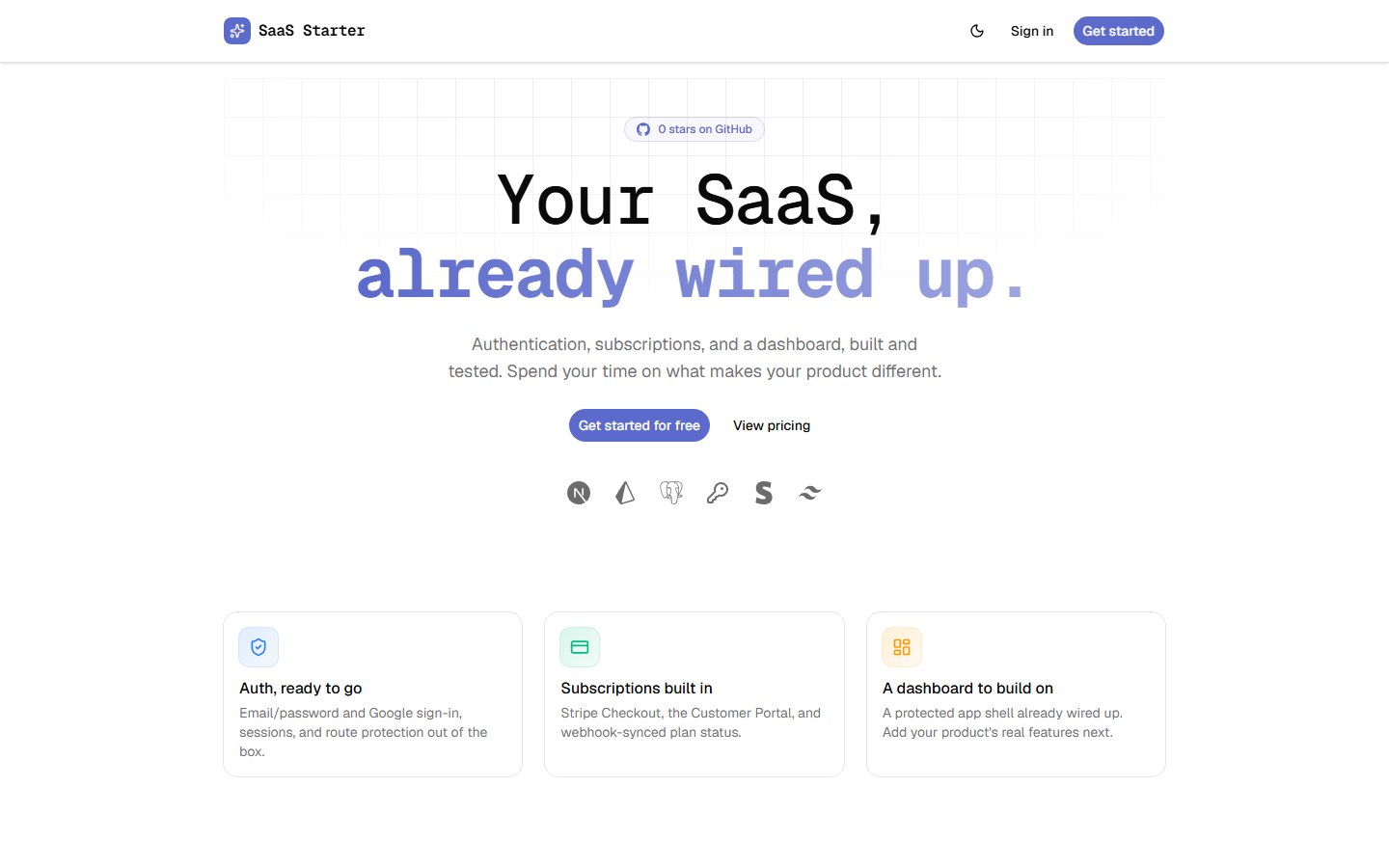 SaaS Starter landing page