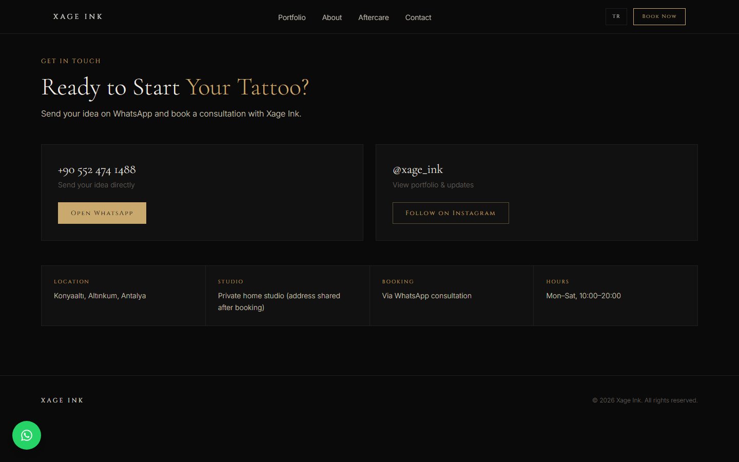 Contact and booking section