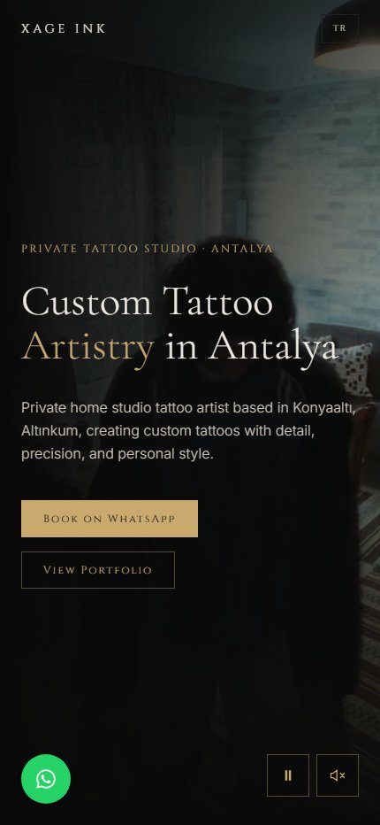 Xage Ink homepage on mobile