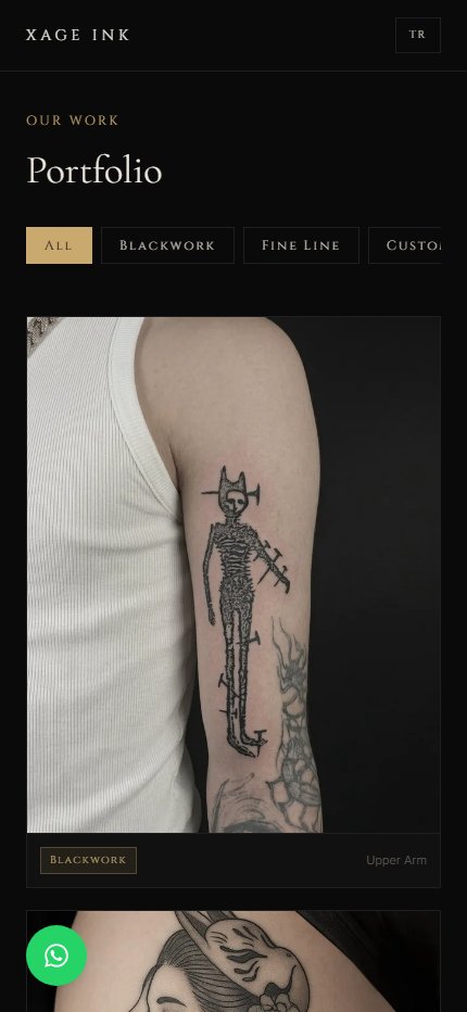 Xage Ink portfolio on mobile